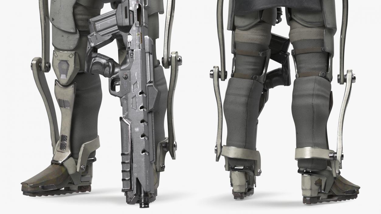 3D Soldier in Futuristic Exoskeleton Idle Pose model