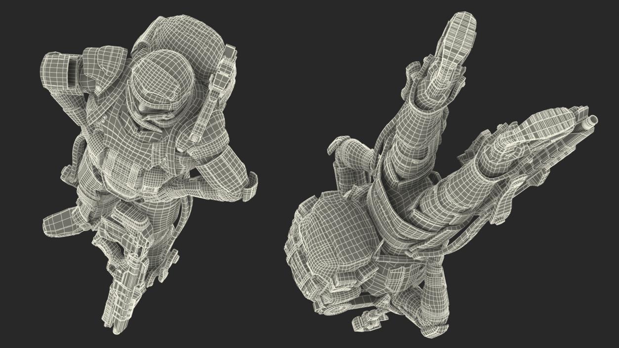 3D Soldier in Futuristic Exoskeleton Idle Pose model