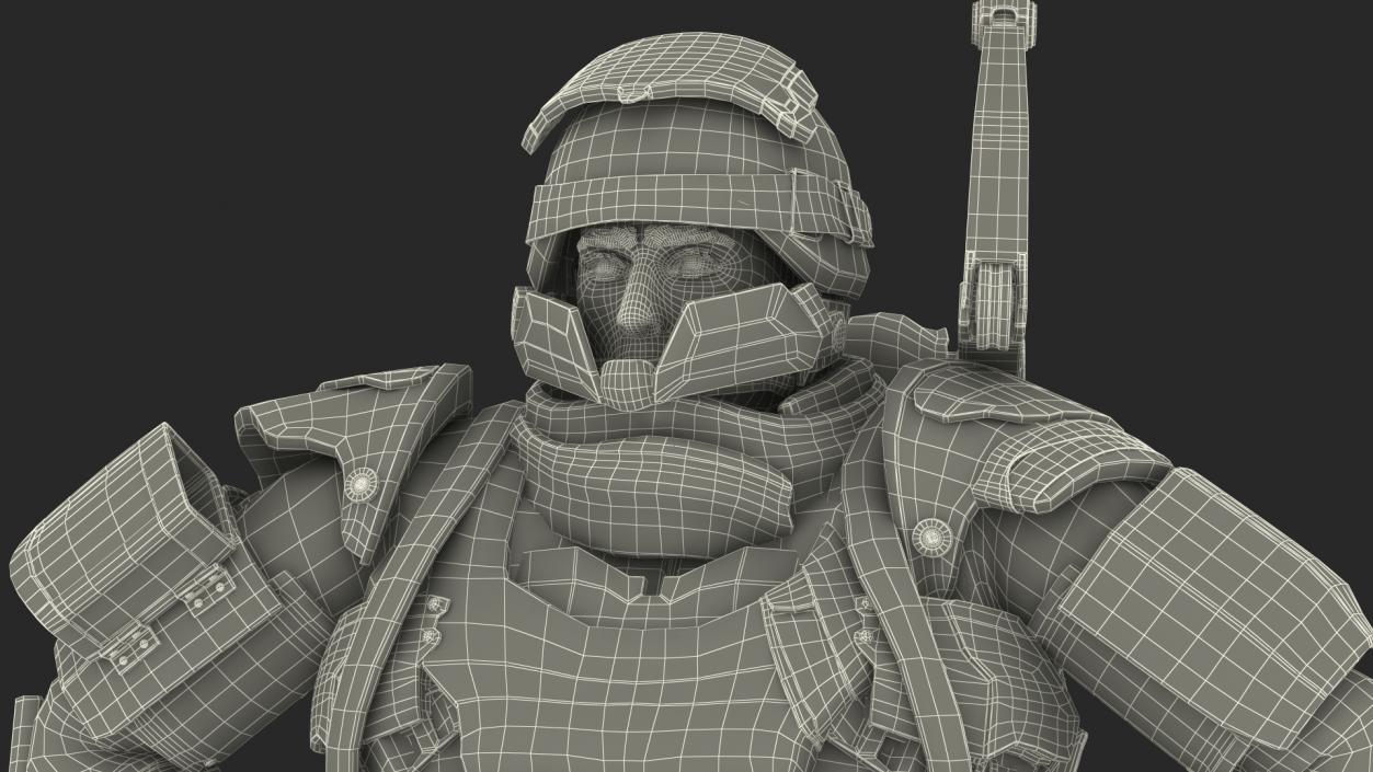 3D Soldier in Futuristic Exoskeleton Idle Pose model