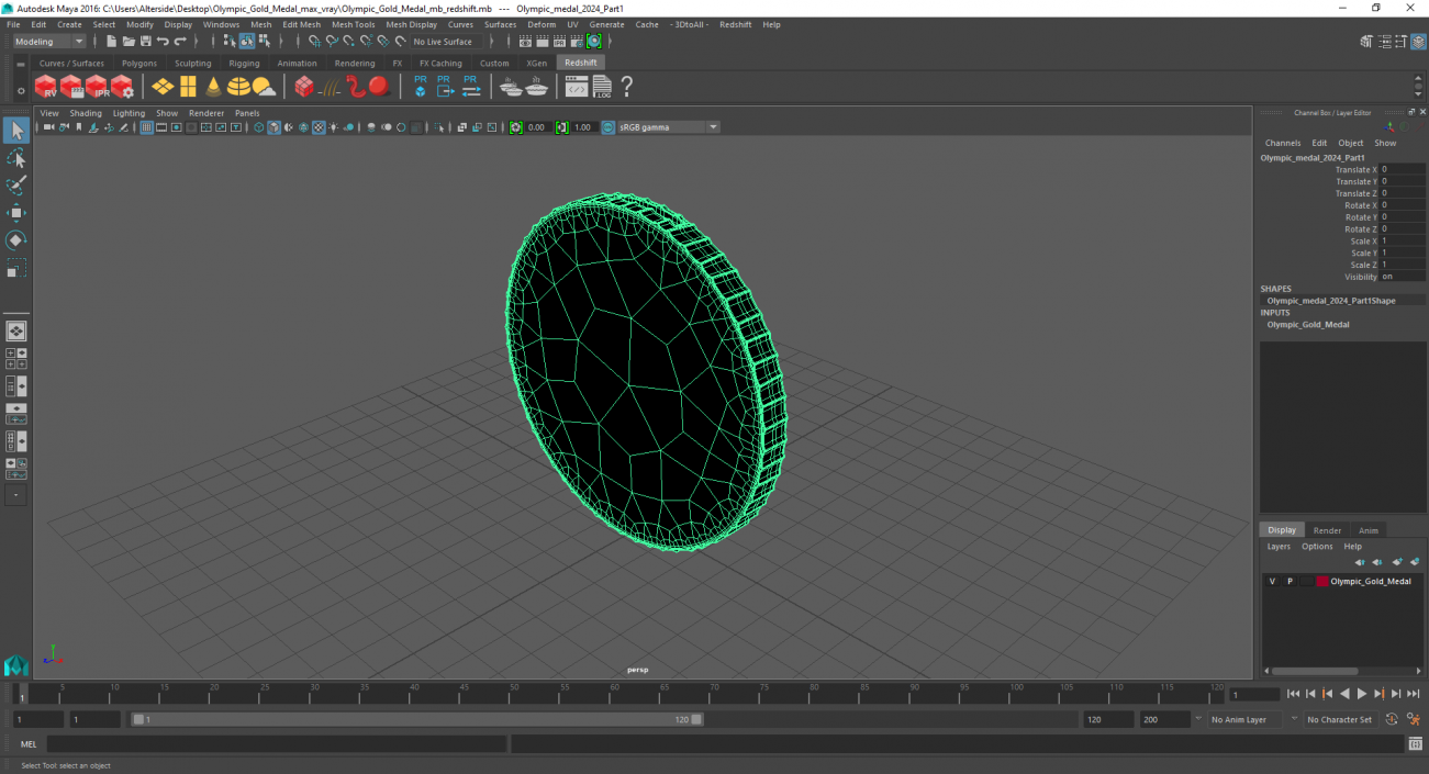 3D Olympic Gold Medal model