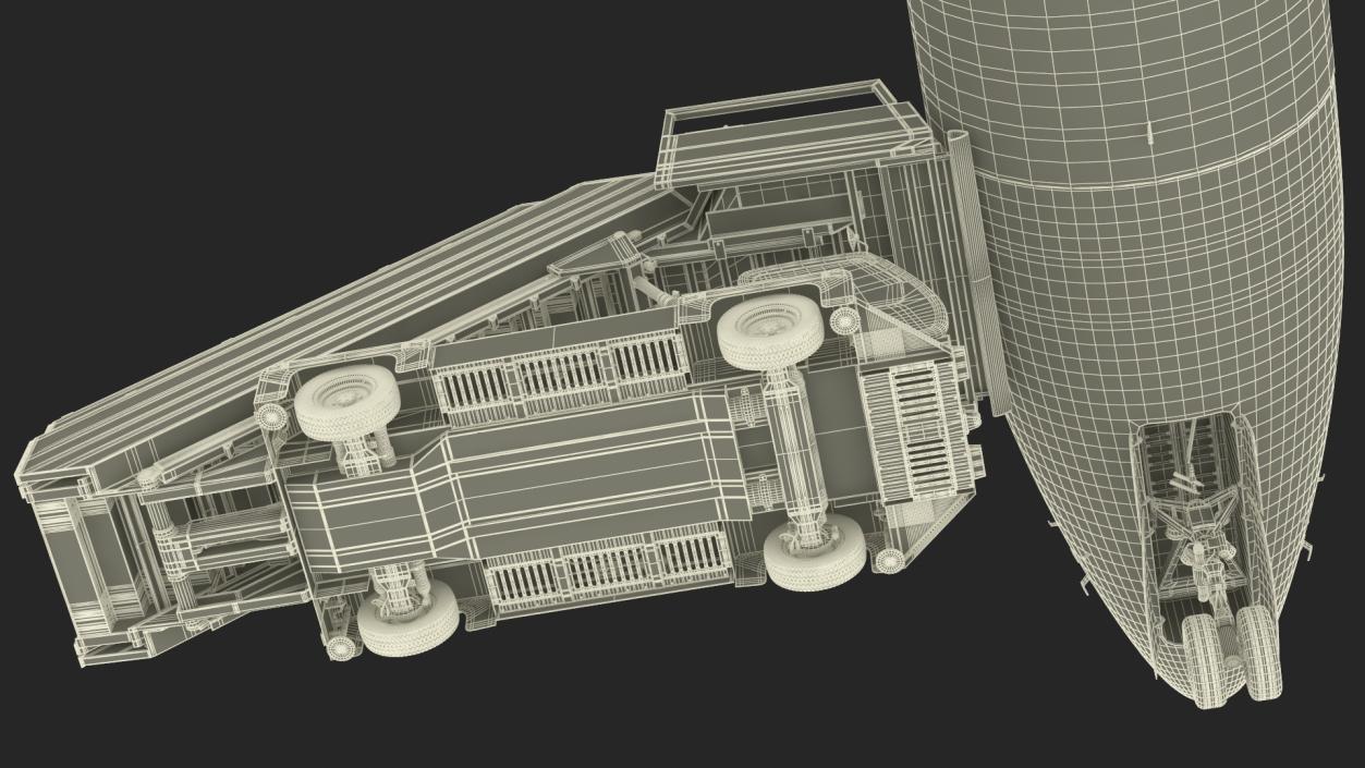 Airbus Delta with Passenger Boarding Stairs Car Rigged 3D model