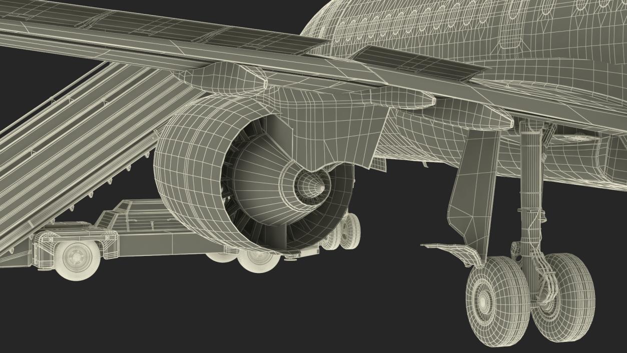 Airbus Delta with Passenger Boarding Stairs Car Rigged 3D model