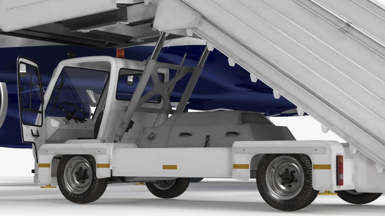 Airbus Delta with Passenger Boarding Stairs Car Rigged 3D model