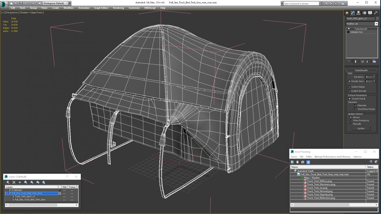 Full Size Truck Bed Tent Grey 3D model