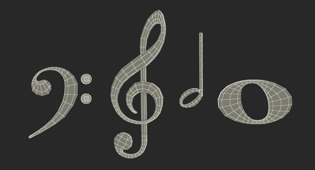 Golden Music Notes Waves 3D model