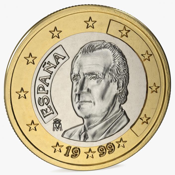 Spanish 1 Euro Coin 3D model