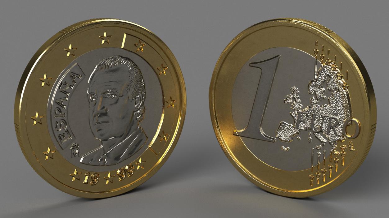 Spanish 1 Euro Coin 3D model