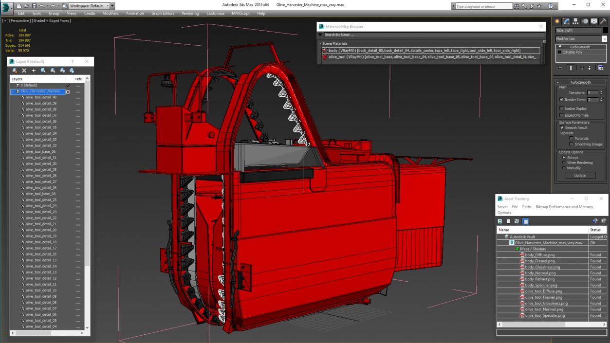 3D Olive Harvester Machine model