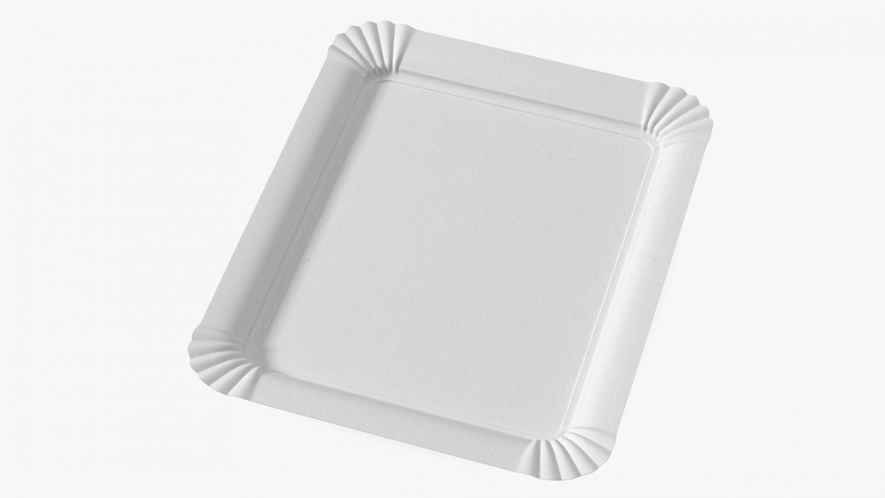 White Rectangle Paper Plate 3D