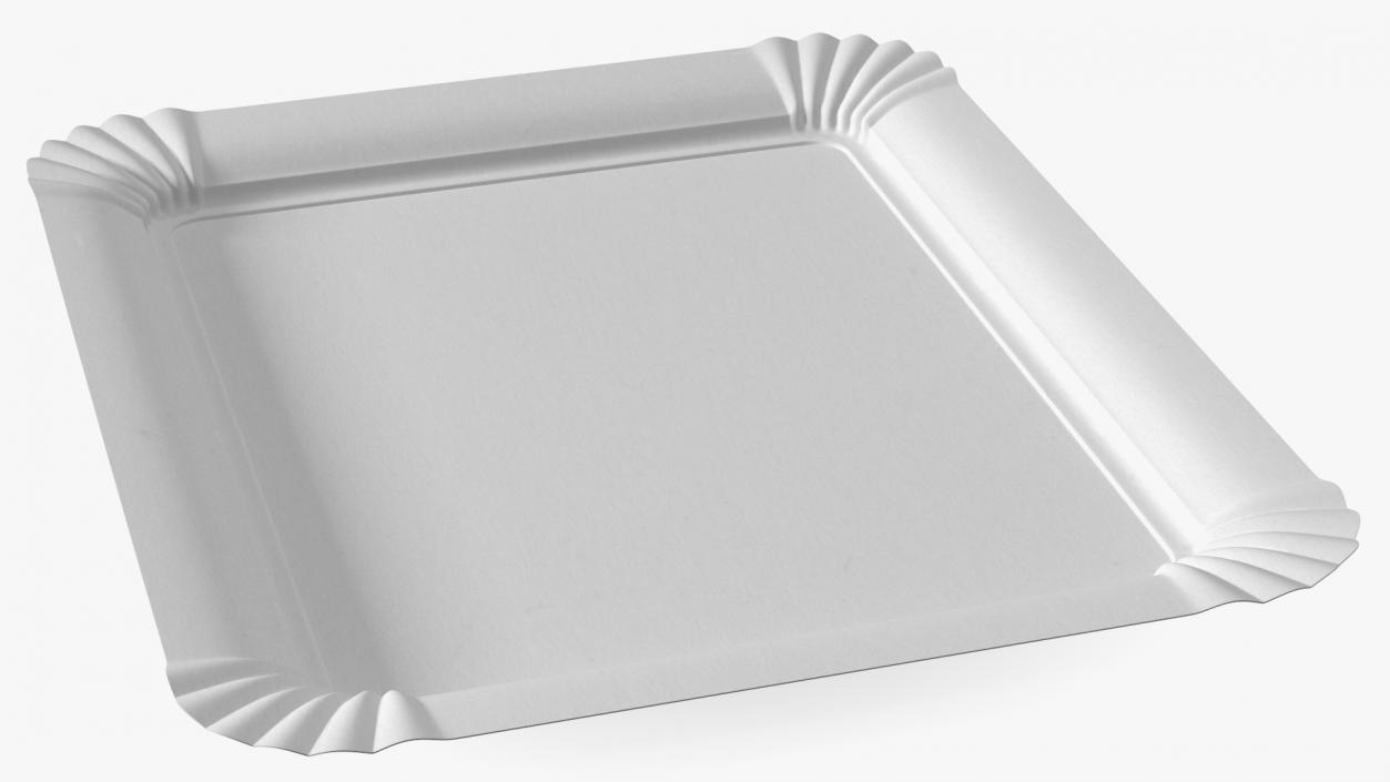 White Rectangle Paper Plate 3D