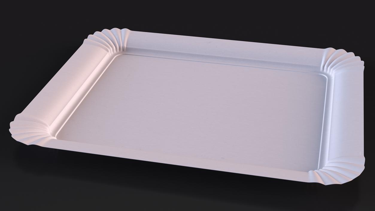 White Rectangle Paper Plate 3D