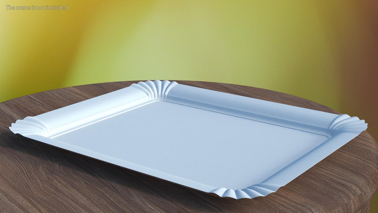 White Rectangle Paper Plate 3D