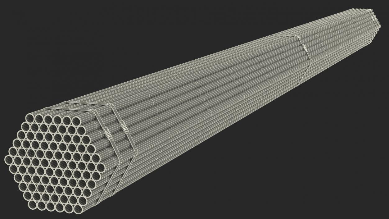 Thin Steel Pipes Bundle 6 Meters 2 3D model