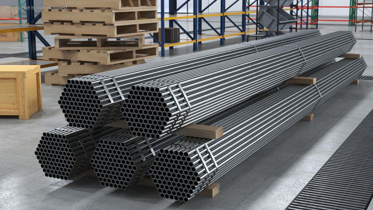 Thin Steel Pipes Bundle 6 Meters 2 3D model