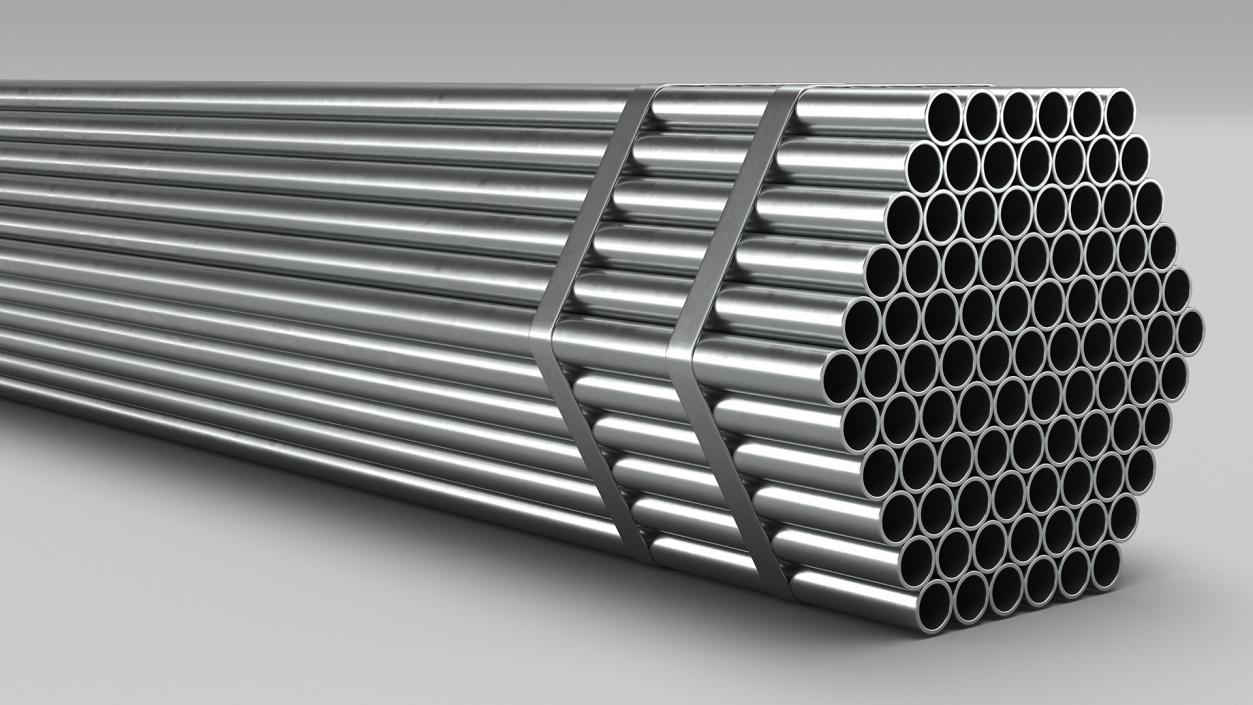 Thin Steel Pipes Bundle 6 Meters 2 3D model