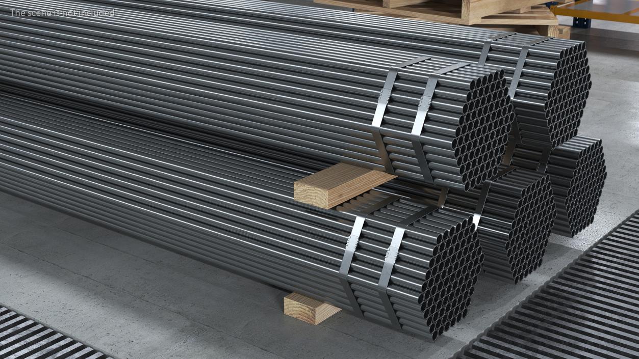 Thin Steel Pipes Bundle 6 Meters 2 3D model