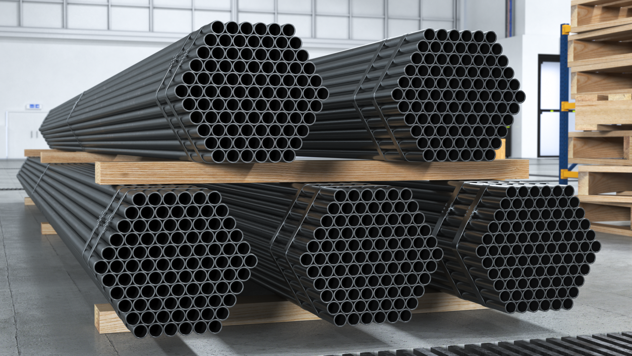 Thin Steel Pipes Bundle 6 Meters 2 3D model