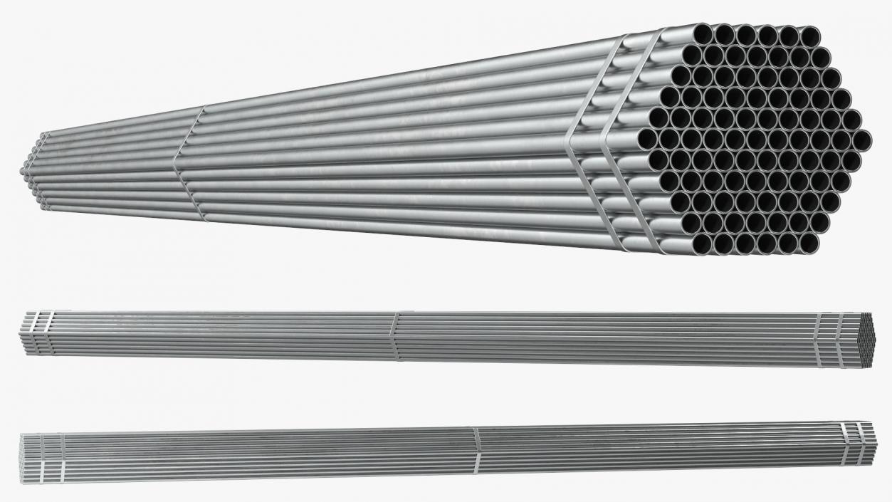 Thin Steel Pipes Bundle 6 Meters 2 3D model