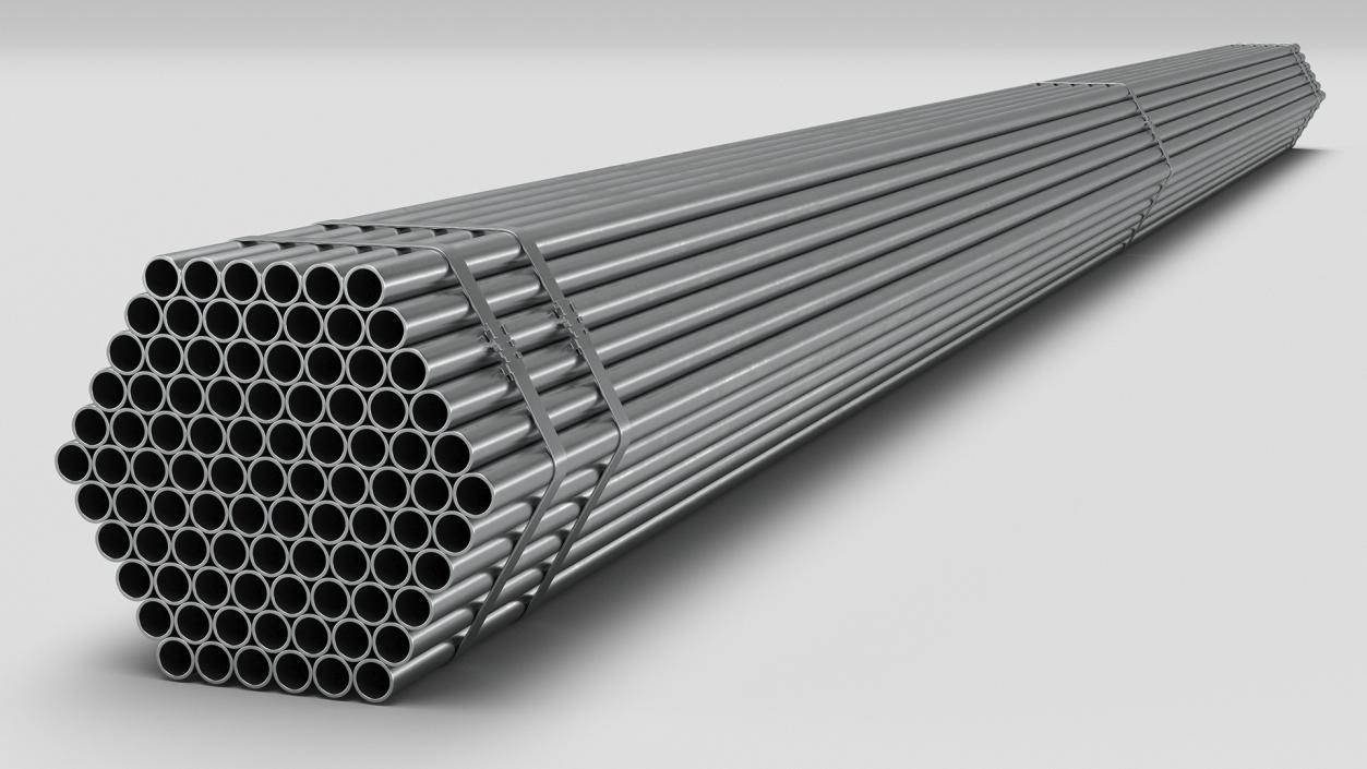 Thin Steel Pipes Bundle 6 Meters 2 3D model