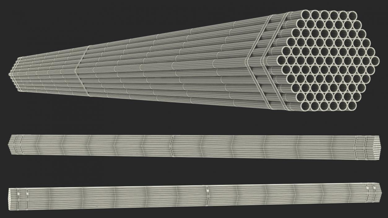 Thin Steel Pipes Bundle 6 Meters 2 3D model