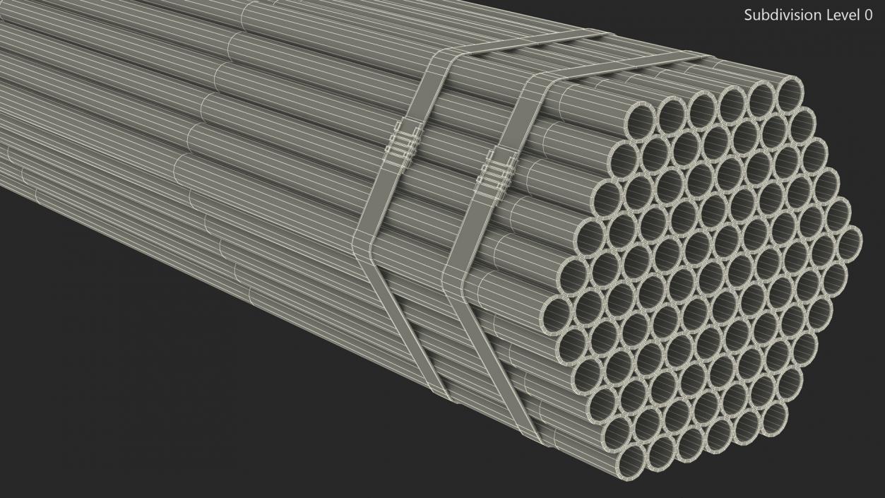 Thin Steel Pipes Bundle 6 Meters 2 3D model