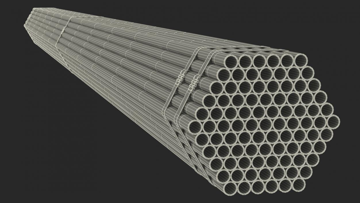 Thin Steel Pipes Bundle 6 Meters 2 3D model