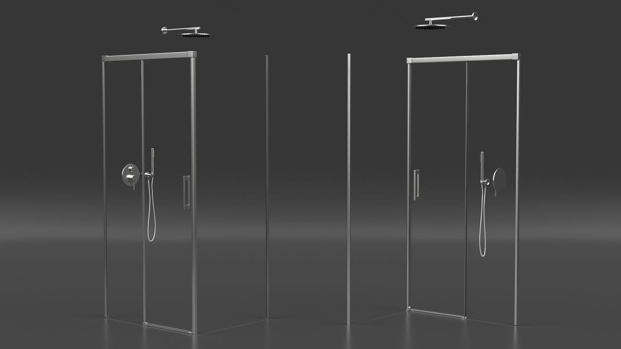 3D Rectangle Shower Enclosure with Sliding Door Silver