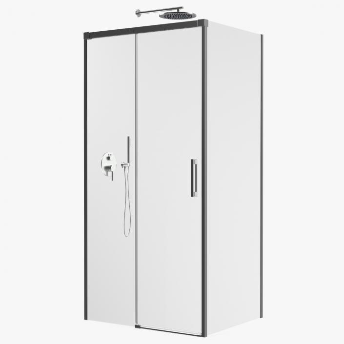 3D Rectangle Shower Enclosure with Sliding Door Silver