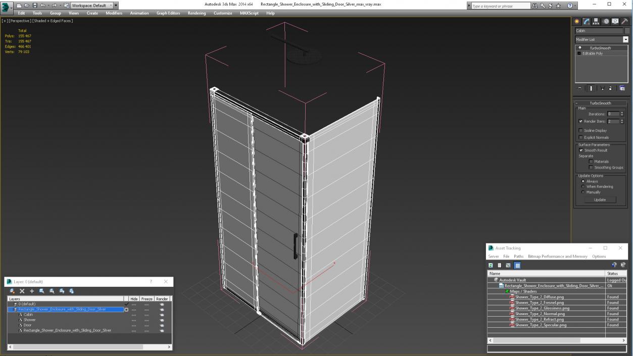 3D Rectangle Shower Enclosure with Sliding Door Silver