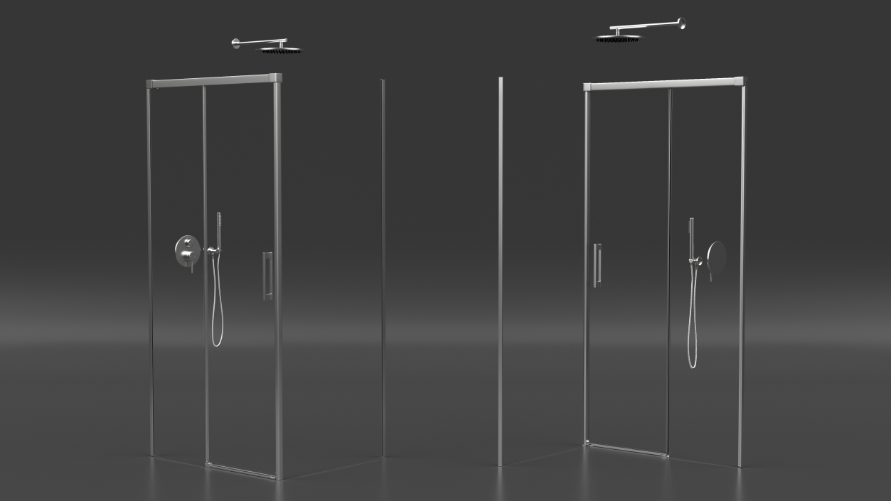 3D Rectangle Shower Enclosure with Sliding Door Silver