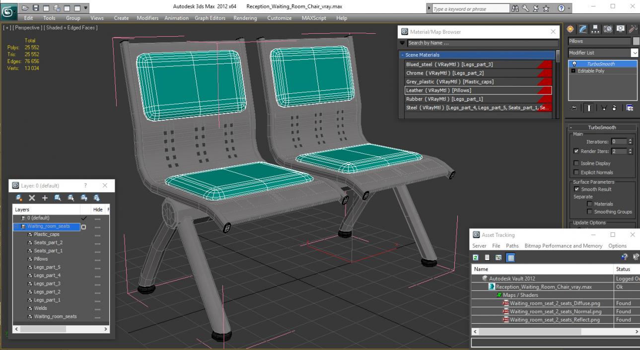 3D Reception Waiting Room Chair model