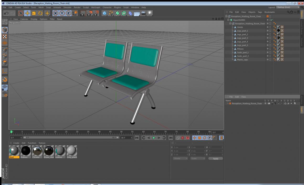 3D Reception Waiting Room Chair model