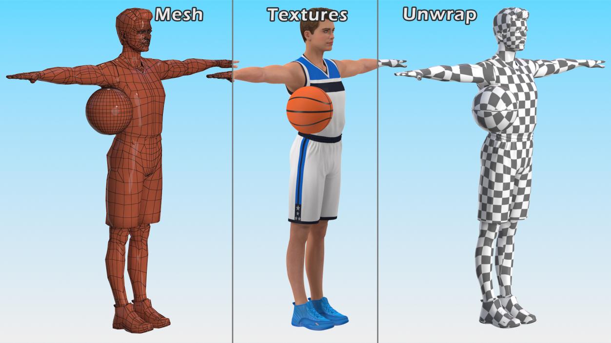 3D Teen Boy Basketball Rigged