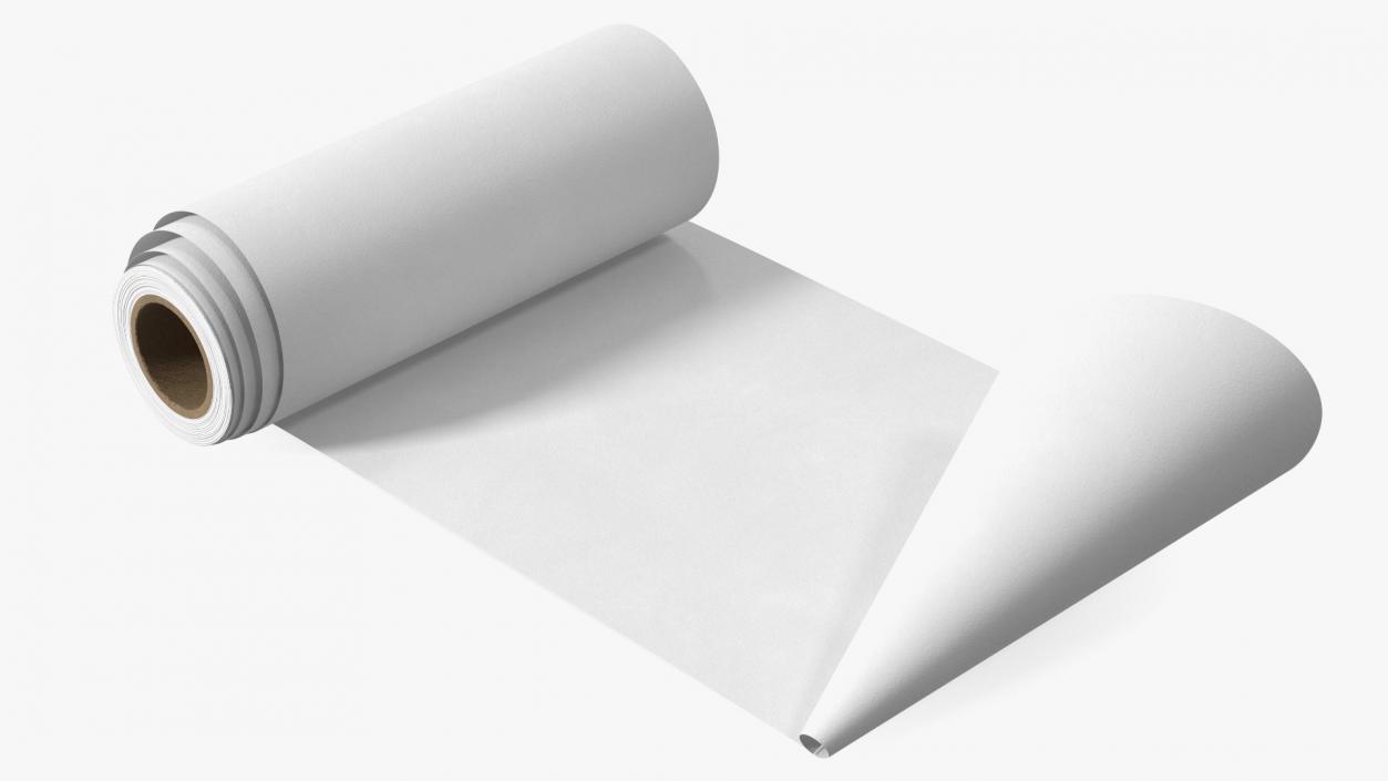 3D Roll of White Paper Unfolded model