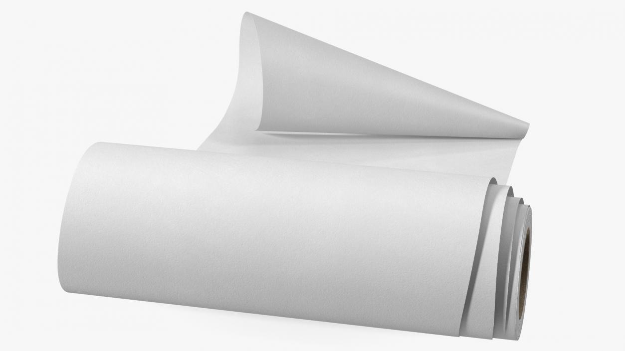 3D Roll of White Paper Unfolded model