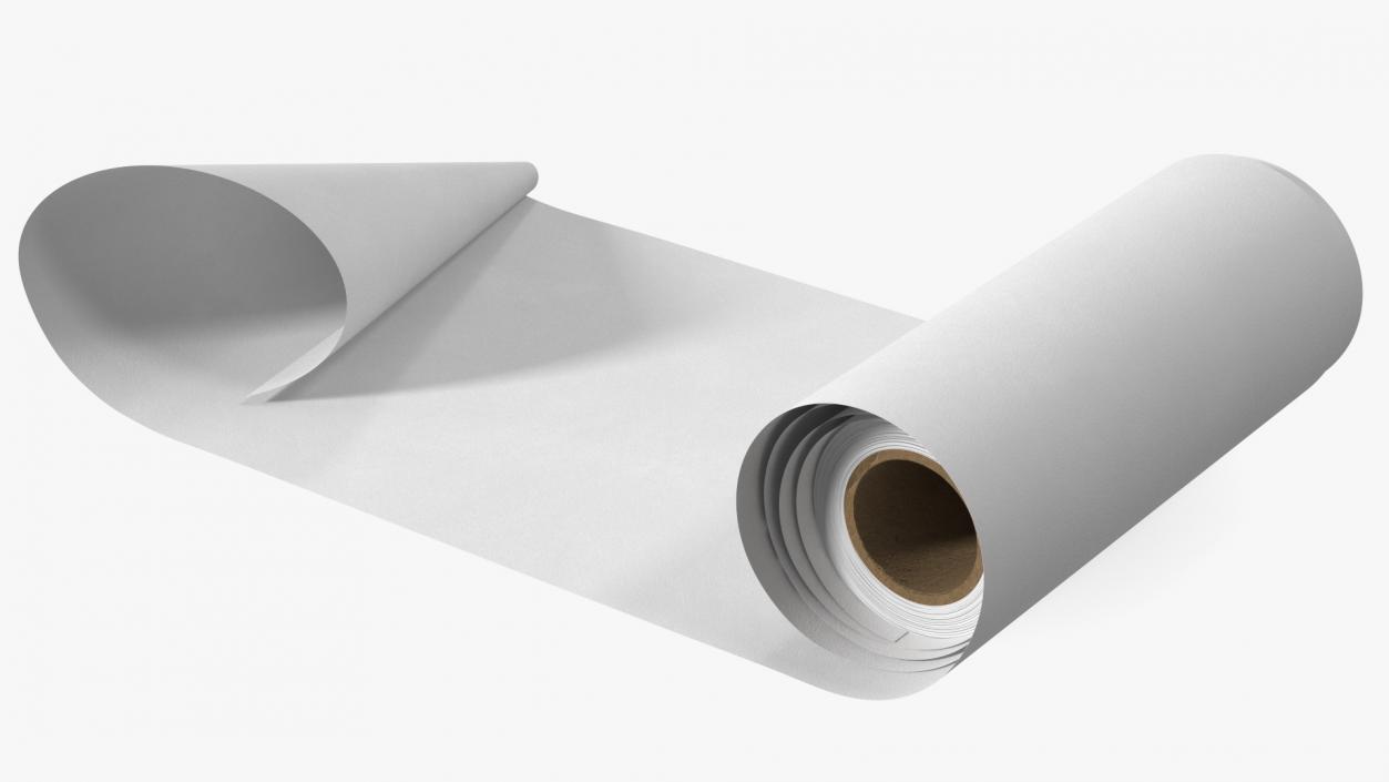 3D Roll of White Paper Unfolded model