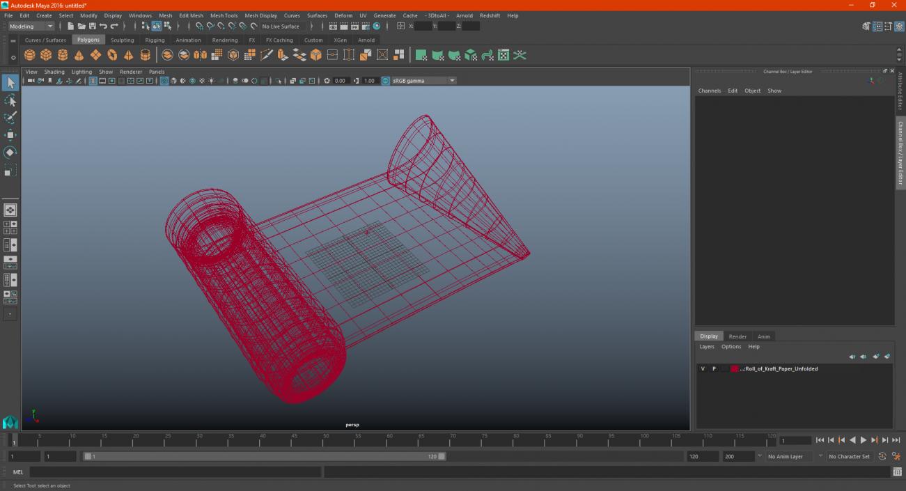 3D Roll of White Paper Unfolded model