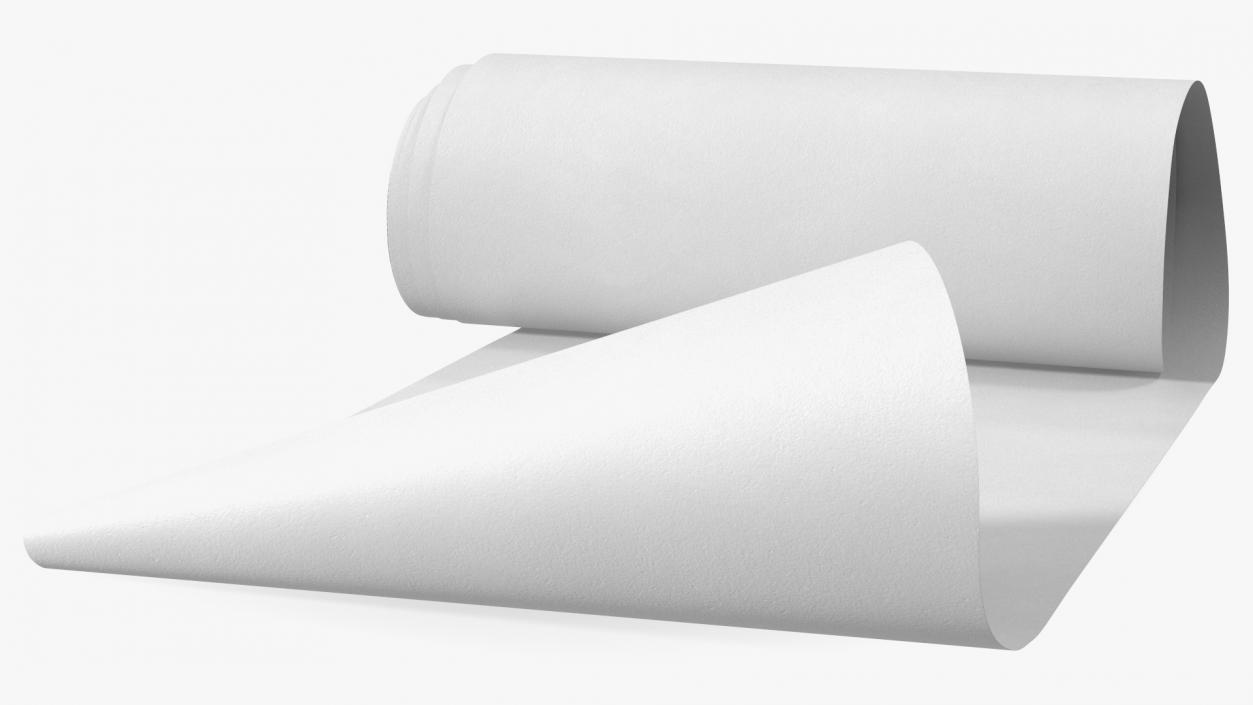 3D Roll of White Paper Unfolded model