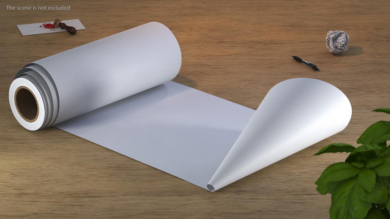 3D Roll of White Paper Unfolded model