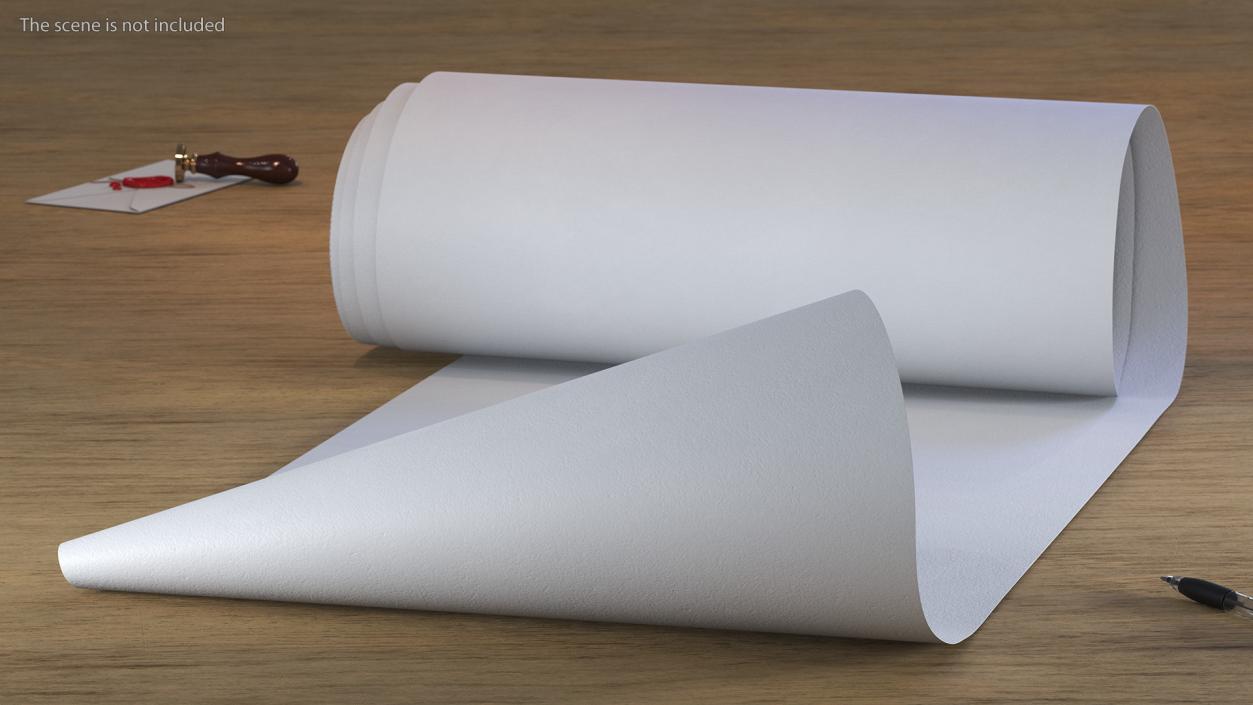 3D Roll of White Paper Unfolded model