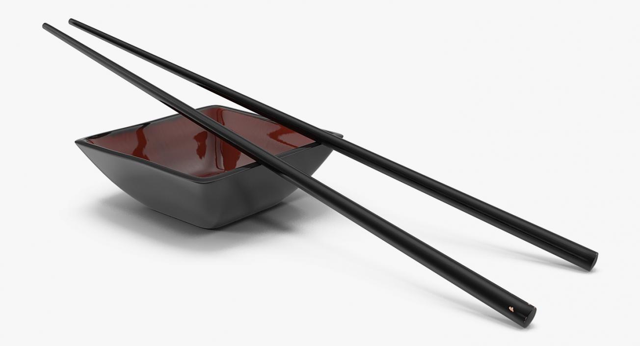 3D model Bowl for Sushi Sauce and Japanese Sticks