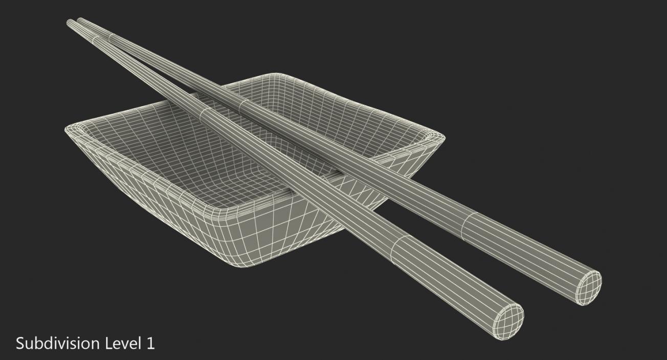 3D model Bowl for Sushi Sauce and Japanese Sticks