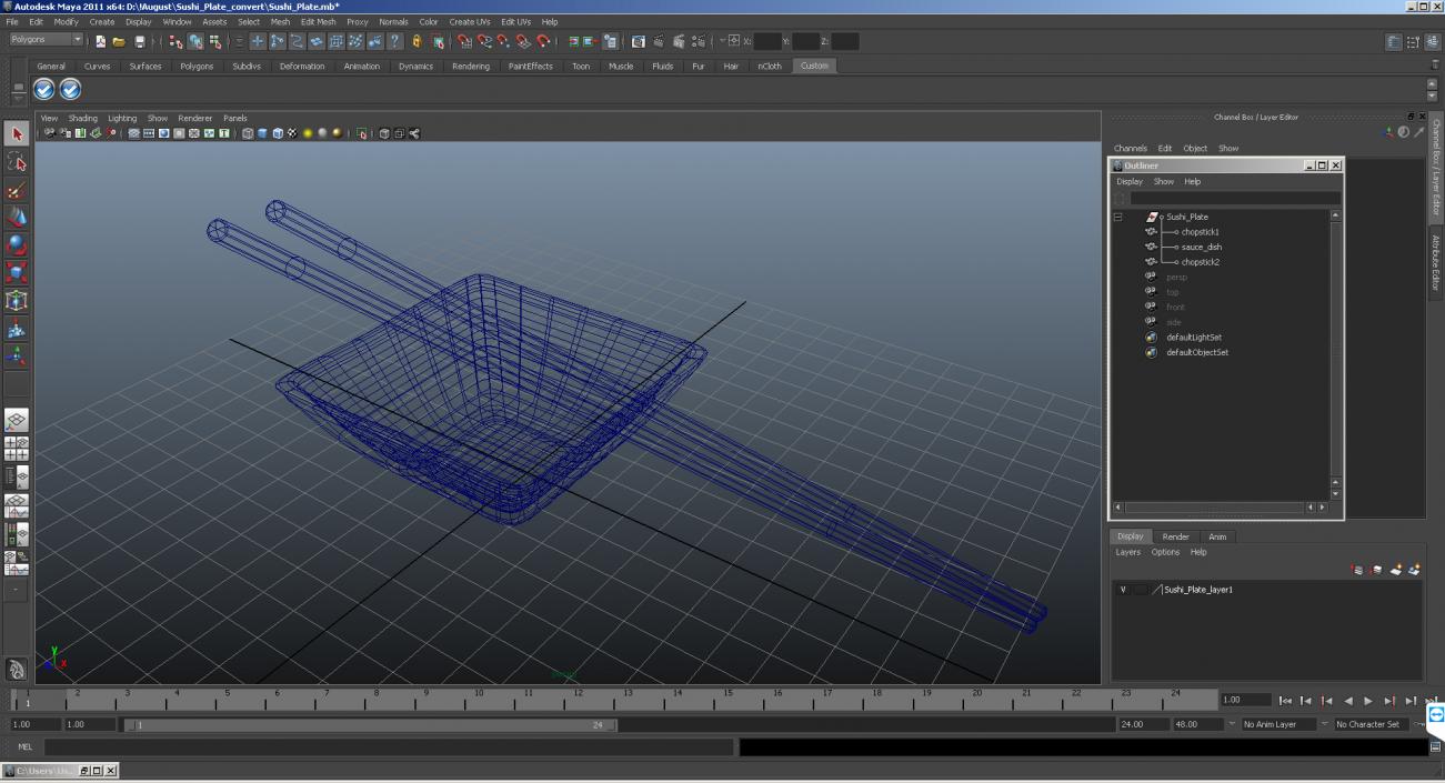 3D model Bowl for Sushi Sauce and Japanese Sticks