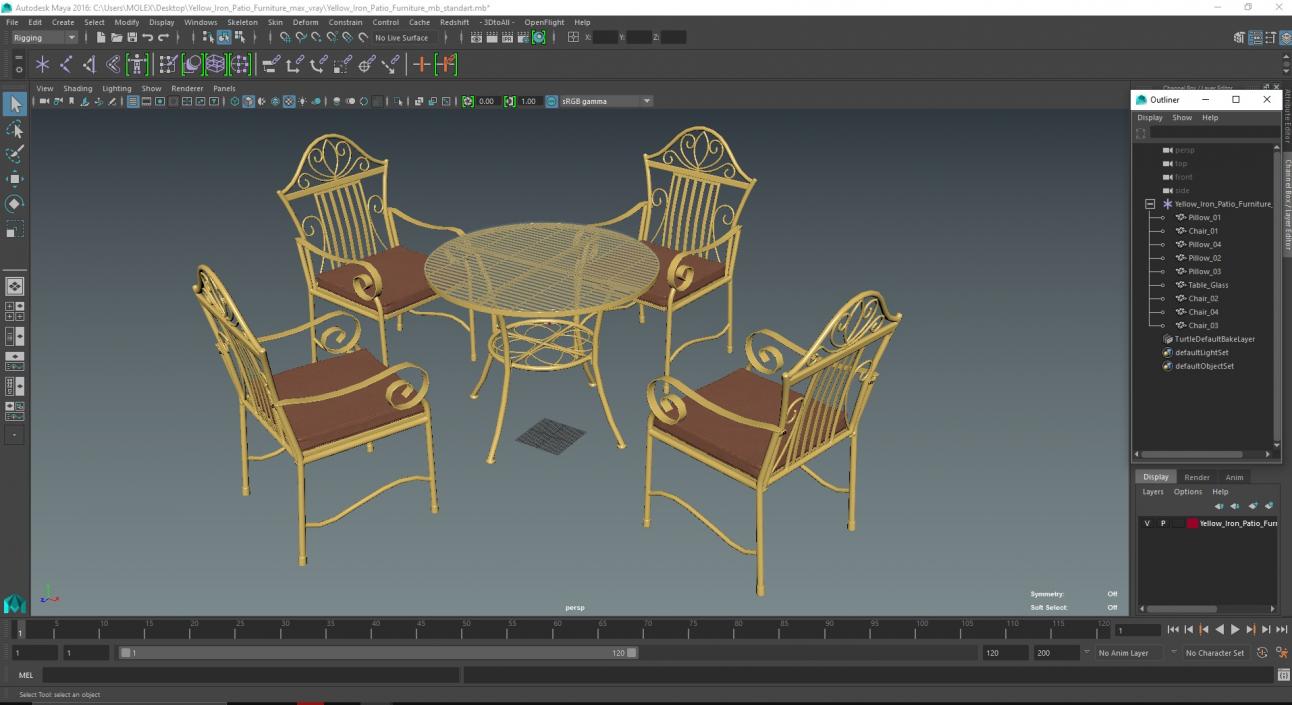 Yellow Iron Patio Furniture 3D