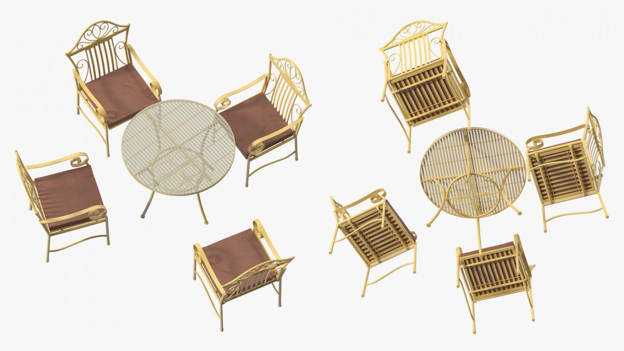 Yellow Iron Patio Furniture 3D