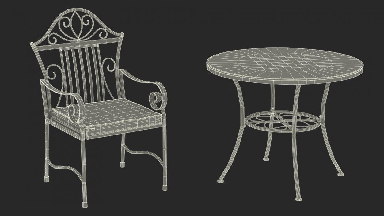 Yellow Iron Patio Furniture 3D