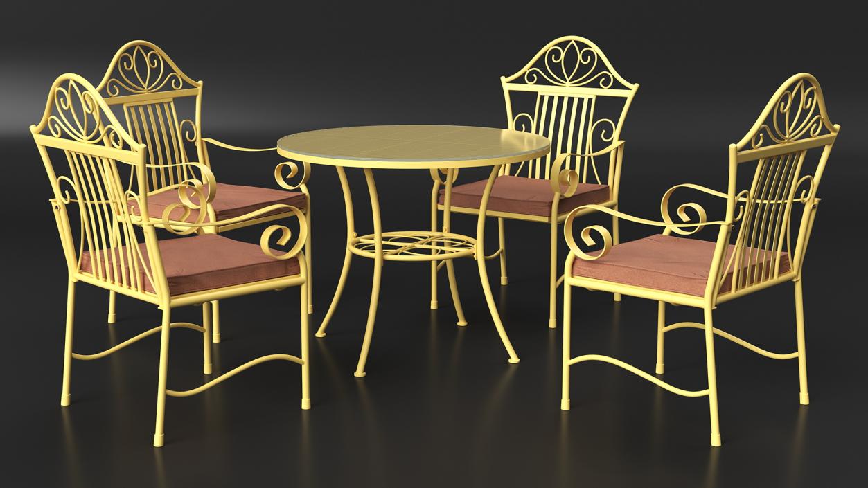 Yellow Iron Patio Furniture 3D