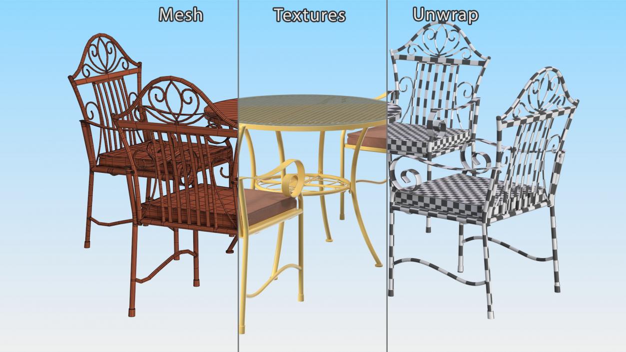 Yellow Iron Patio Furniture 3D