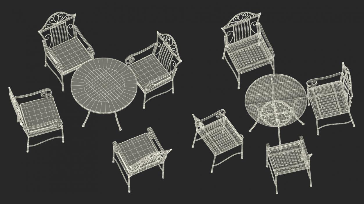 Yellow Iron Patio Furniture 3D