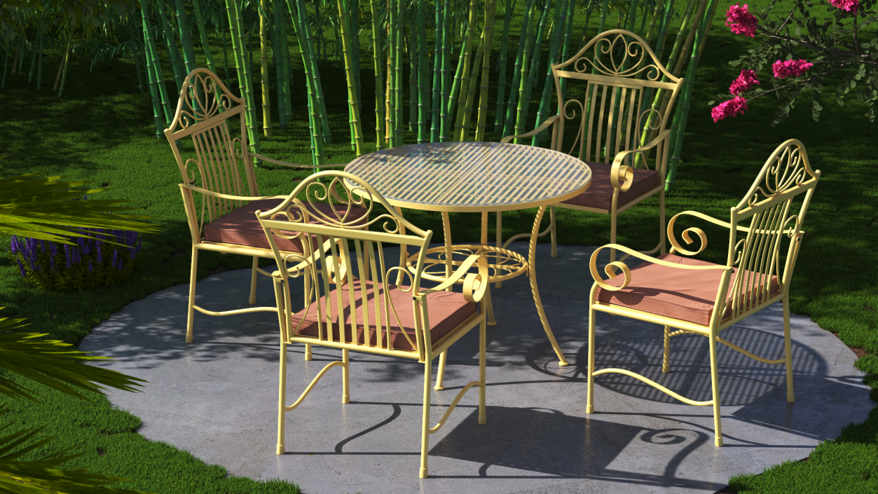 Yellow Iron Patio Furniture 3D